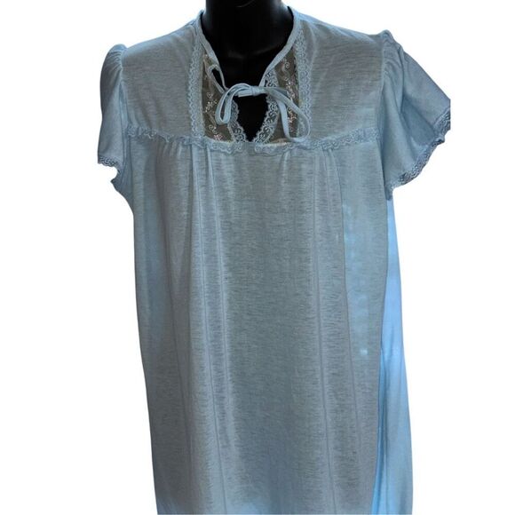 Beautiful RARE Vintage Vintage blue chiffon and lace sheer robe nightgown Cottag - Picture 2 of 9